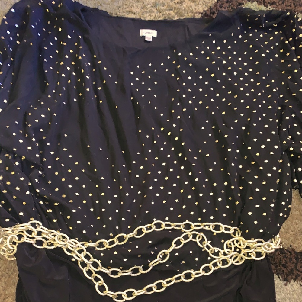 Black and gold chiffon style blouse